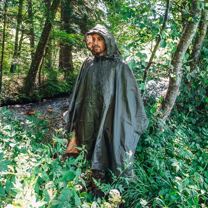 Hooded Rain Poncho for Adult, Waterproof Lightweight Raincoat for Hiking Camping