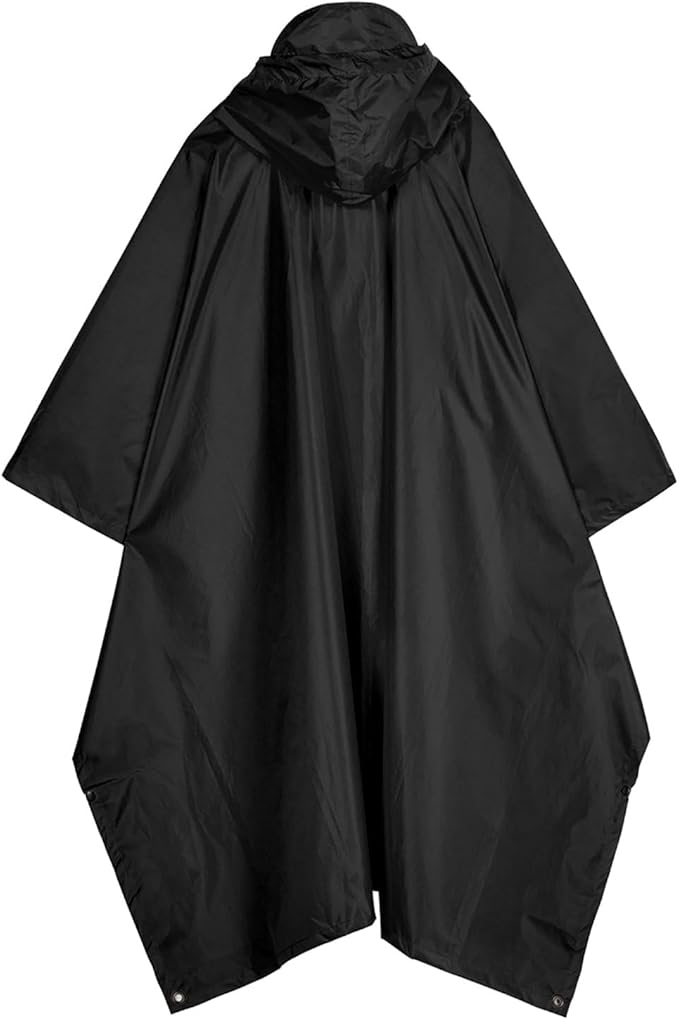 Hooded Rain Poncho for Adult, Waterproof Lightweight Raincoat for Hiking Camping