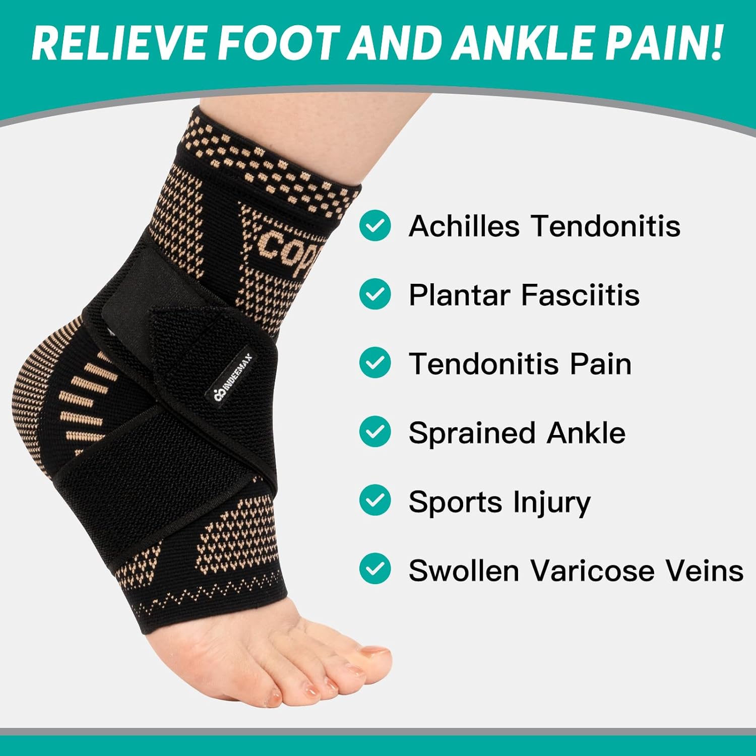 Ankle Brace Plantar Fasciitis Relief Sleeve Compression Support Sprain Protector Achilles