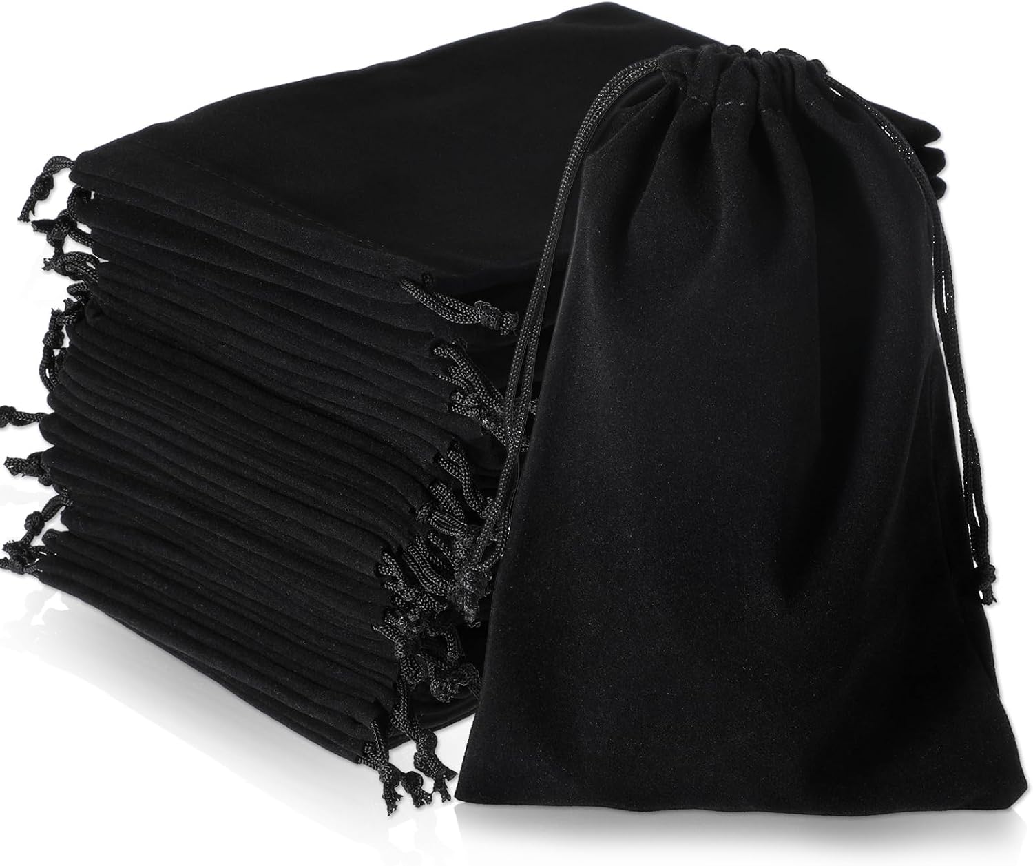 Pack of 5  Velvet Bags 15 x 20 cm Velvet Jewelry Bags with Drawstring Pouch Wedding Christmas Party-Black