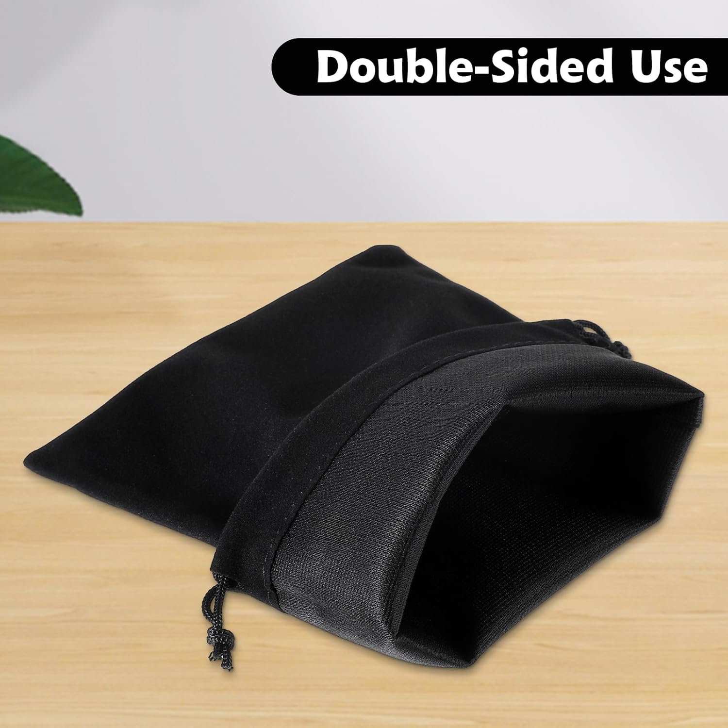 Pack of 5  Velvet Bags 15 x 20 cm Velvet Jewelry Bags with Drawstring Pouch Wedding Christmas Party-Black