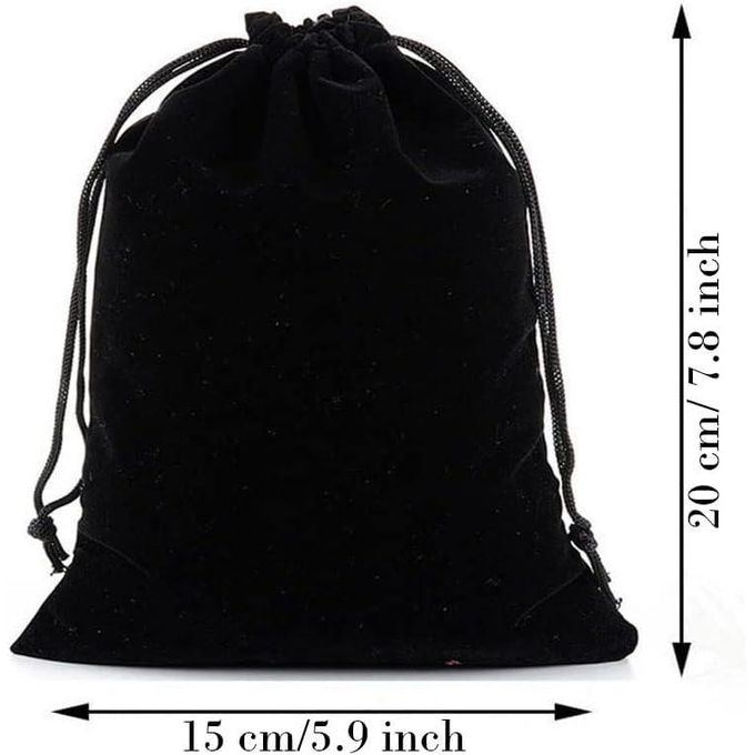 Pack of 5  Velvet Bags 15 x 20 cm Velvet Jewelry Bags with Drawstring Pouch Wedding Christmas Party-Black
