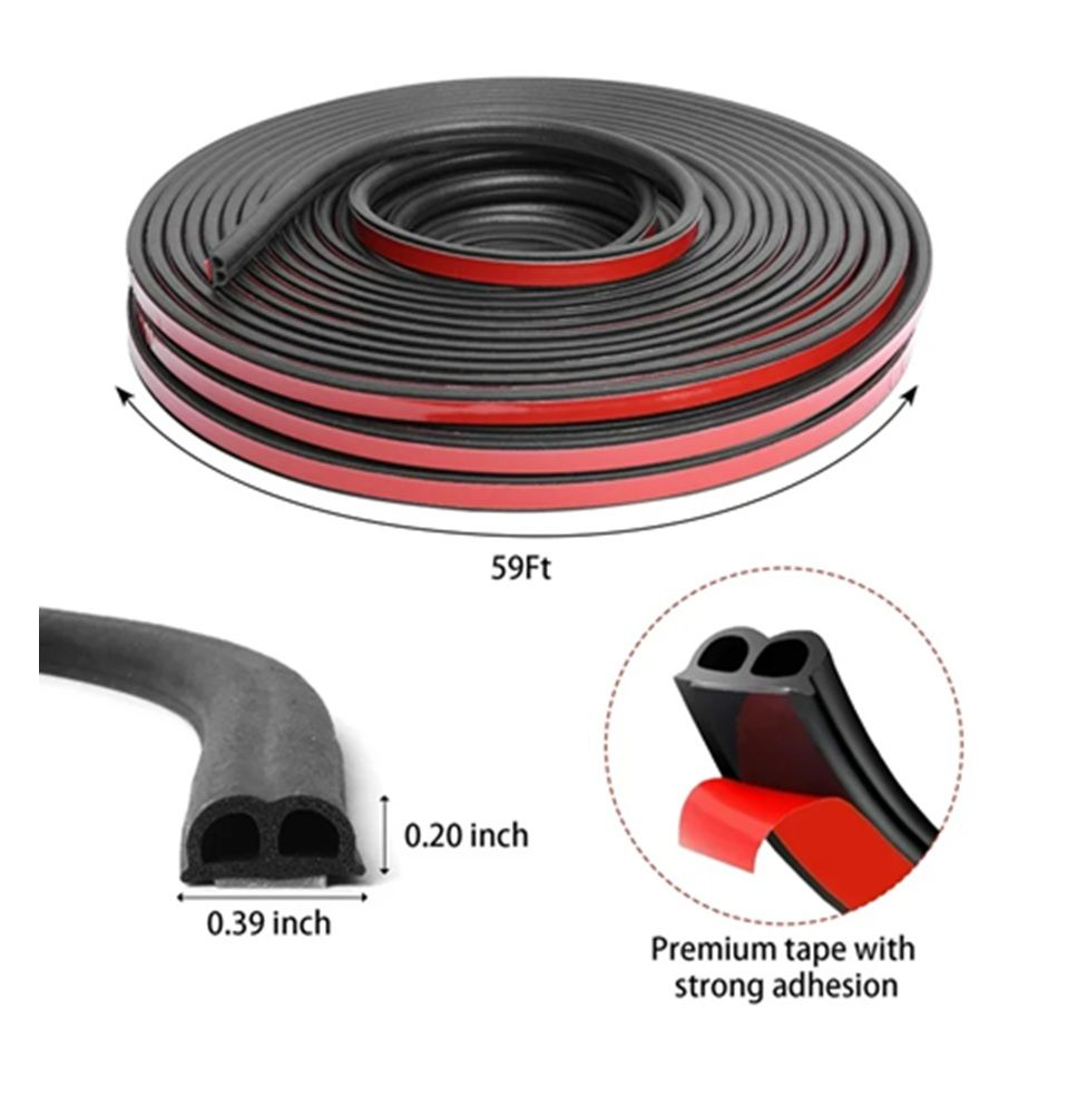 Door Seal Strip – B Shape Self Adhesive Rubber Fit for Most Cars (16M) Guard Protector Weatherstrip