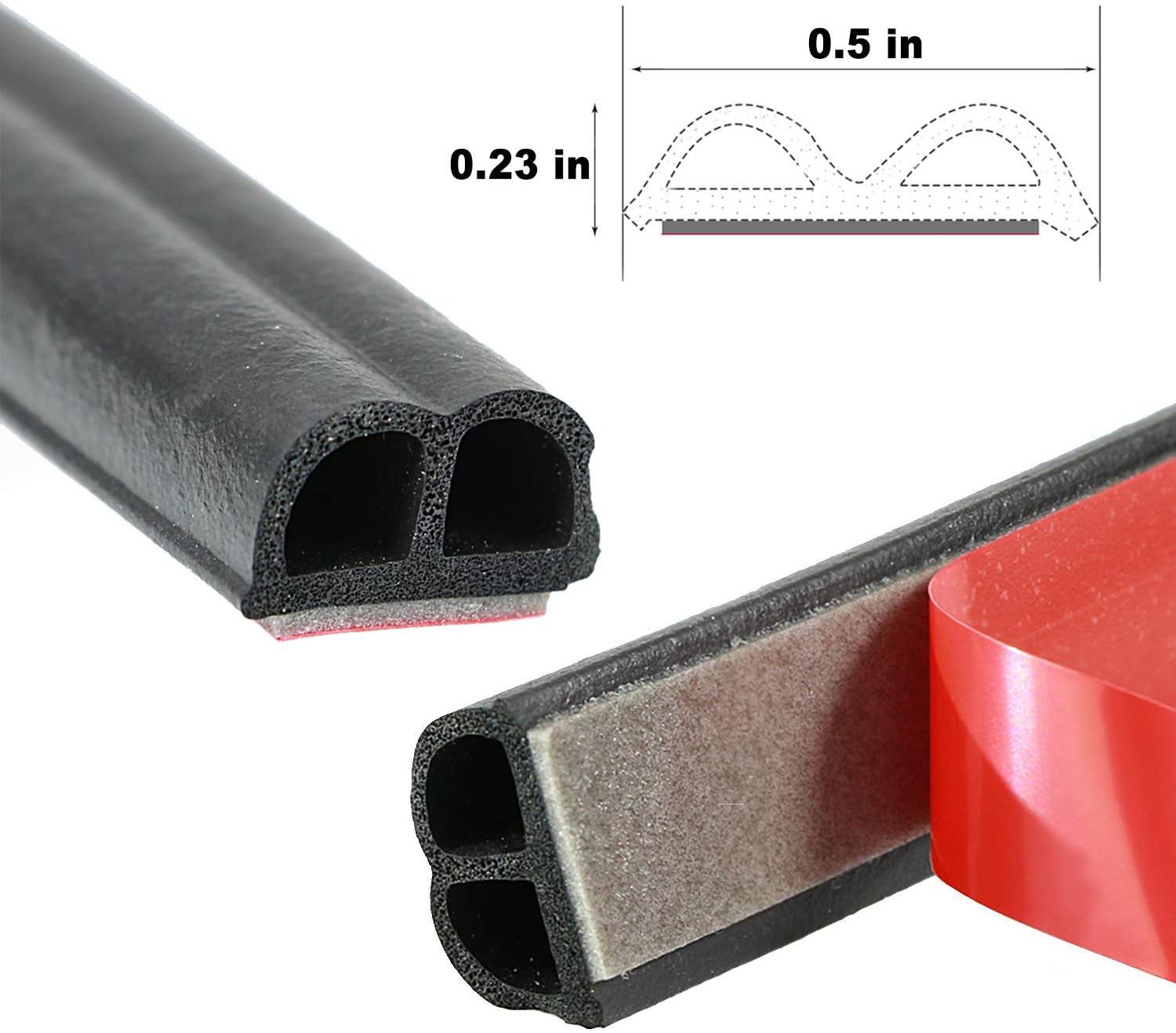 Door Seal Strip – B Shape Self Adhesive Rubber Fit for Most Cars (16M) Guard Protector Weatherstrip