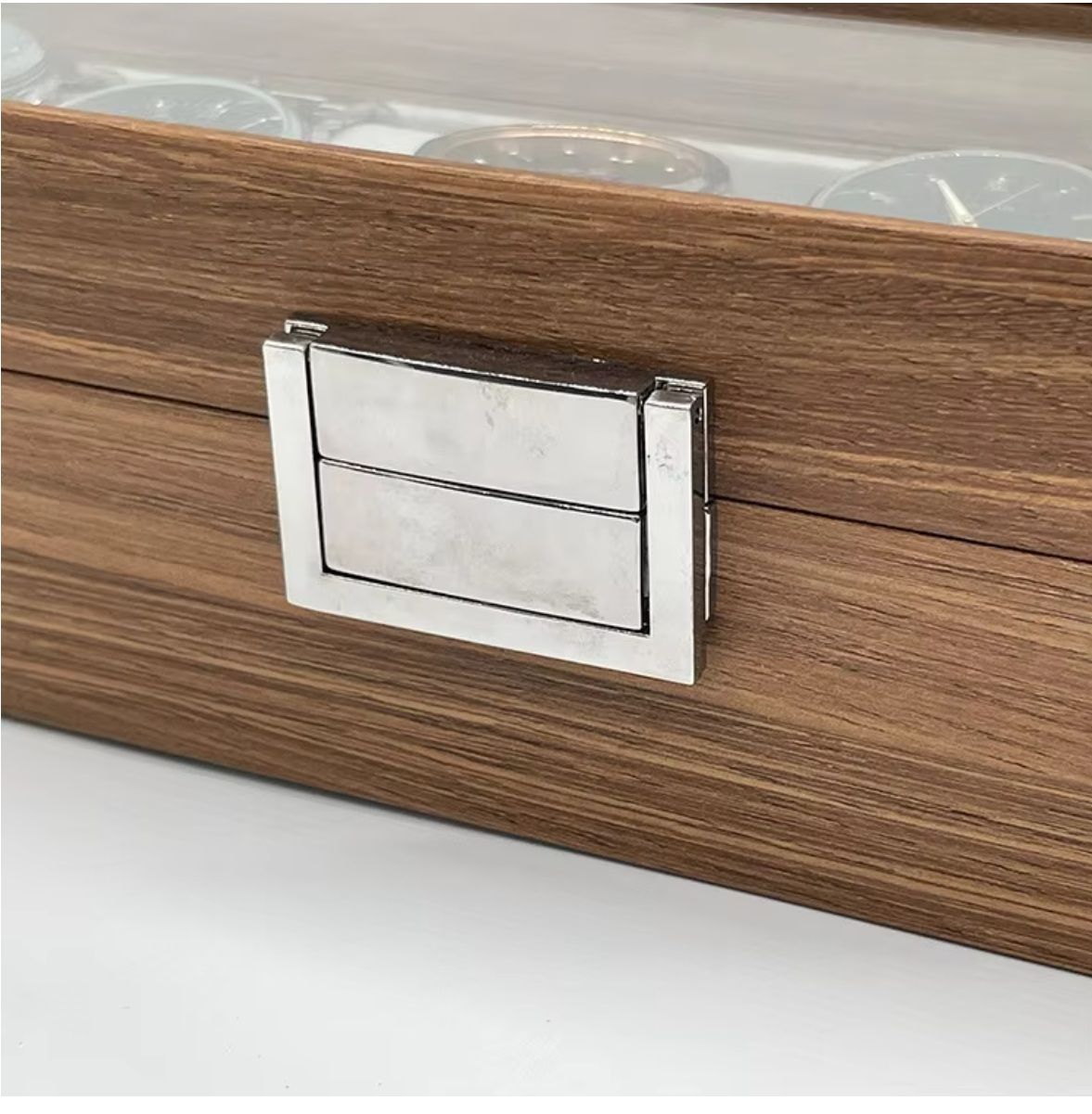 Watch Display Holder Organizer Box clock wrist Case Jewelry 12  POD PU Wooden brown SLOTS