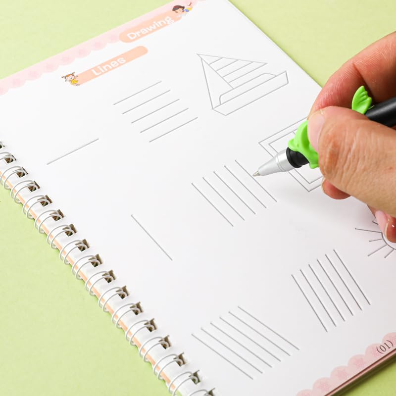 Magic Practice Copybook, Number Tracing Book for Preschoolers with Pen, Magic Calligraphy Copybook Set Practical Reusable Writing Tool Simple Hand Lettering 3-5 Years