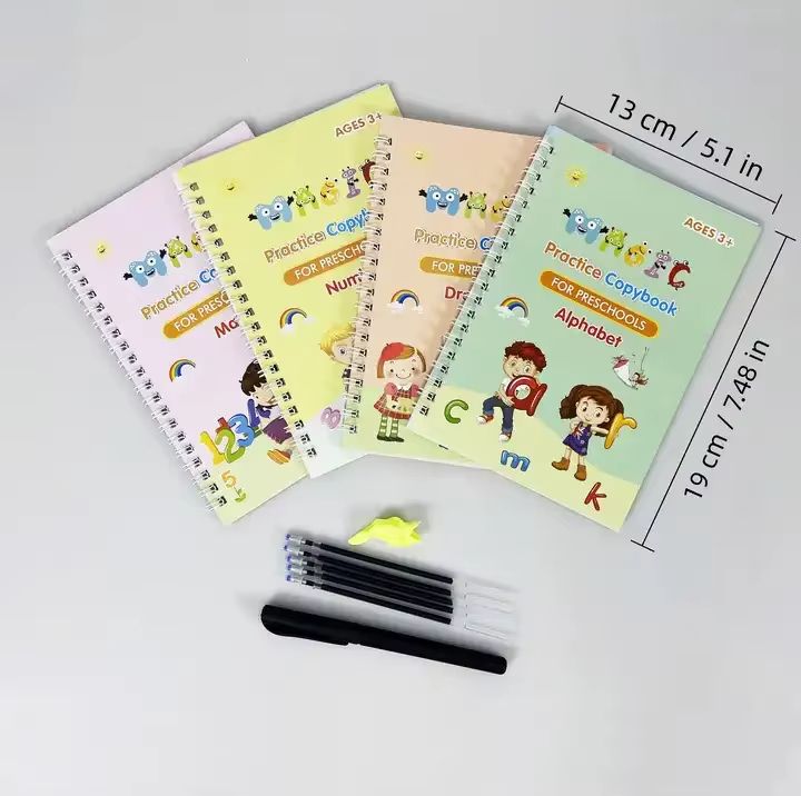 Magic Practice Copybook, Number Tracing Book for Preschoolers with Pen, Magic Calligraphy Copybook Set Practical Reusable Writing Tool Simple Hand Lettering 3-5 Years