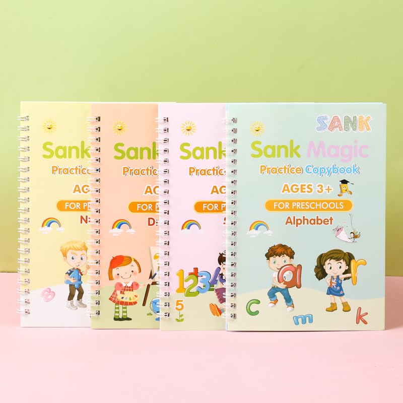 Magic Practice Copybook, Number Tracing Book for Preschoolers with Pen, Magic Calligraphy Copybook Set Practical Reusable Writing Tool Simple Hand Lettering 3-5 Years