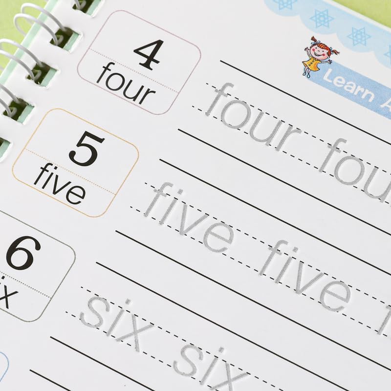 Magic Practice Copybook, Number Tracing Book for Preschoolers with Pen, Magic Calligraphy Copybook Set Practical Reusable Writing Tool Simple Hand Lettering 3-5 Years