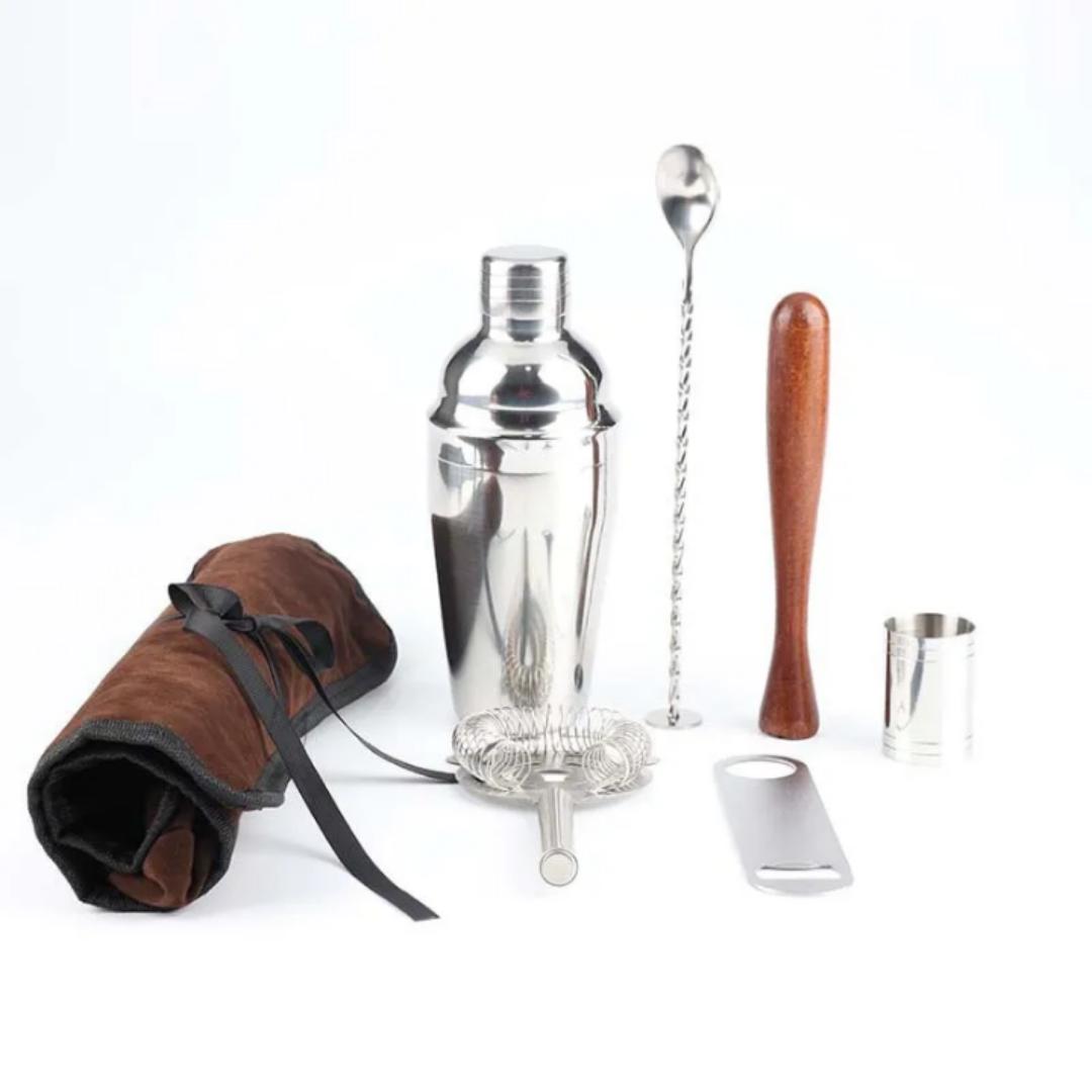 6-Piece Cocktail Shaker Set】6 piece cocktail shaker set include all your necessary bartendering kits with 24oz shaker, strainer, muddler, jigger, spoon, pour spouts. You can achive to make most specia