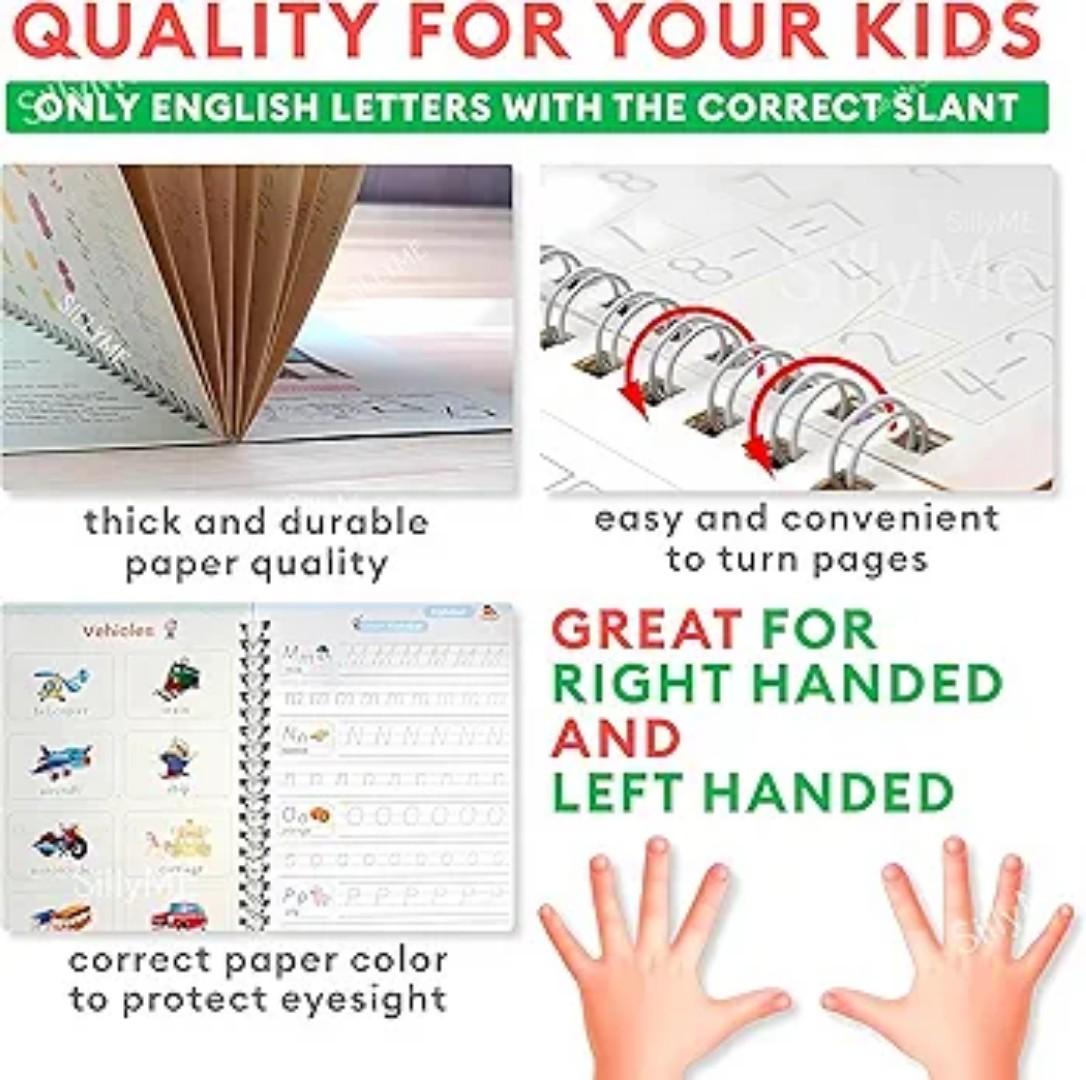 Sank Magic Practice Copy Book For Kids 2-5 Years - Reusable Magical Book Drawing Alphabet Writing Practice Book, Multicolor