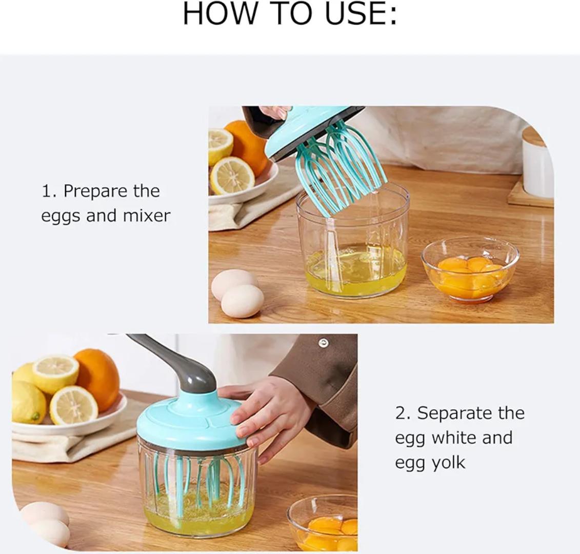 Egg Beater, Hand Crank Push Whisk Blender Hand Mixers Manual Hand Mixer Milk Cream Separator Milk Foamer Frother Kitchen Utensil for Home