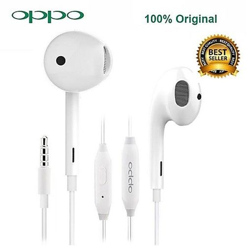 OPPO 3.5mm In-ear colorful earphones with microphone and inline control, compatible with Apple, Android, and Samsung Huawei OPPO VIVO phones, emphasizing heavy bass