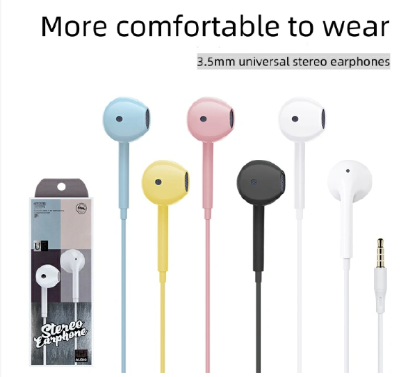 OPPO 3.5mm In-ear colorful earphones with microphone and inline control, compatible with Apple, Android, and Samsung Huawei OPPO VIVO phones, emphasizing heavy bass