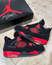 JORDAN 4 high quality j4 thunder red sneakers original fashion leather men shoes ❤️‍🔥🔥
