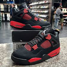 JORDAN 4 high quality j4 thunder red sneakers original fashion leather men shoes ❤️‍🔥🔥