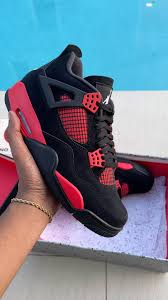 JORDAN 4 high quality j4 thunder red sneakers original fashion leather men shoes ❤️‍🔥🔥