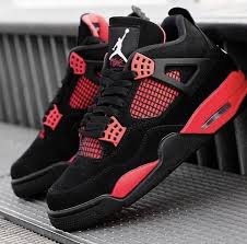 JORDAN 4 high quality j4 thunder red sneakers original fashion leather men shoes ❤️‍🔥🔥