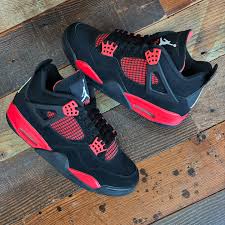 JORDAN 4 high quality j4 thunder red sneakers original fashion leather men shoes ❤️‍🔥🔥