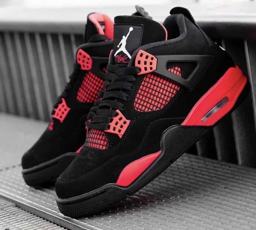 JORDAN 4 high quality j4 thunder red sneakers original fashion leather men shoes ❤️‍🔥🔥