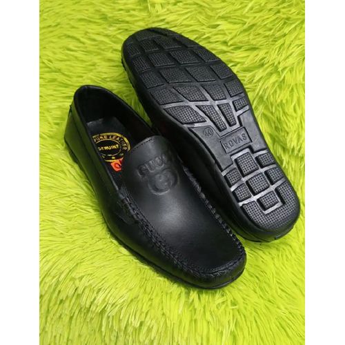 pure leather men`s official loafers shoes -brown
