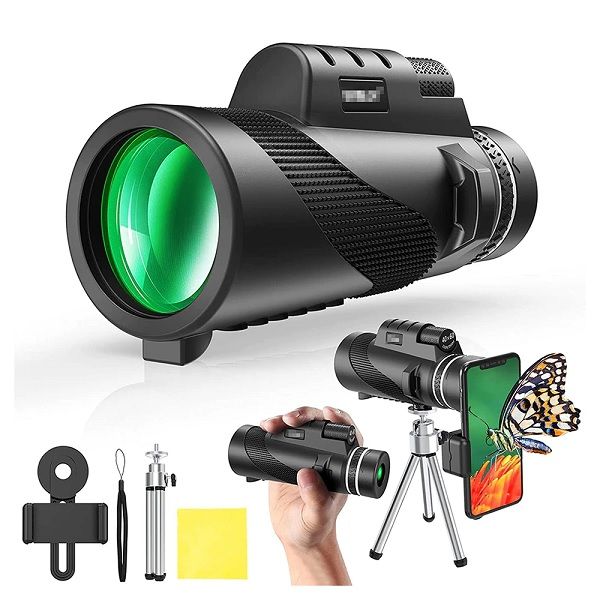 80x100 HD ZOOM Powerful Monocular Telescope Portable Binoculars Long Range Telescope Hunting Camping With Tripod Phone Clip