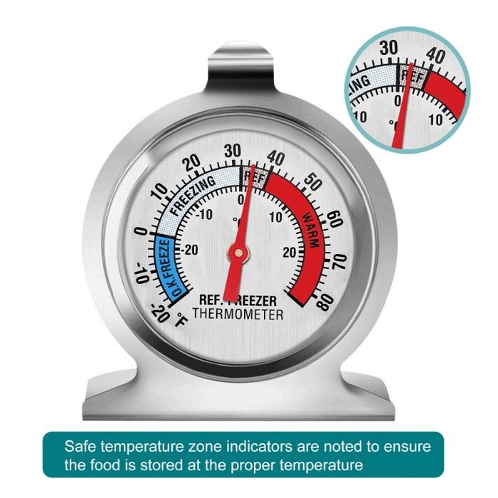 Freezer Thermometers -30~30°C -20~80°F Stainless Steel Fridge Large Dial Gauge Mini Thermo Meters for Refrigerator Cooler