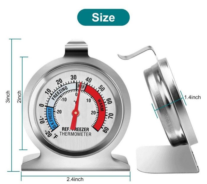Freezer Thermometers -30~30°C -20~80°F Stainless Steel Fridge Large Dial Gauge Mini Thermo Meters for Refrigerator Cooler