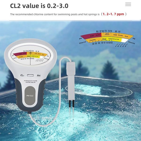 2 In 1 Chlorine Detector PH & CL2 Meter Swimming Pool Spa Chlorine Monitor Tester Aquarium Hot Spring Water Quality Tester