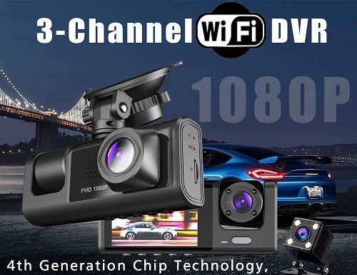 3 Channel WIFI Car DVR HD 1080P Inside Vehicle Dash Cam Three Way Camera DVRs Recorder Video Registrator Mini Dashcam Camcorder