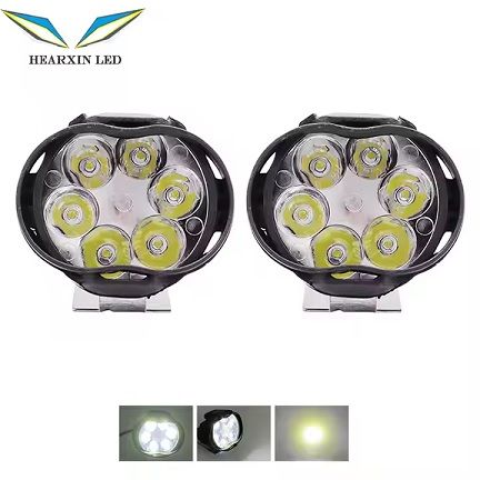 HearxinLED 6 LED Motorcycle Headlight High Brightness Auxiliary Spotlights pair