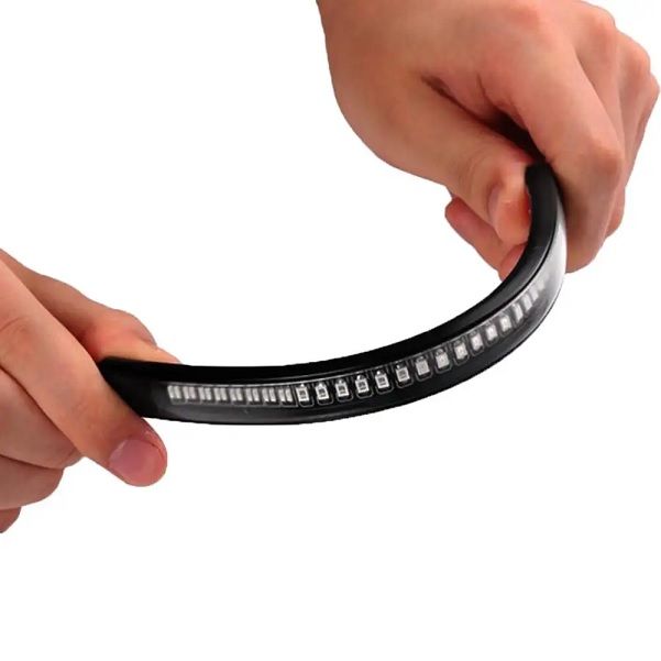 Flexible 48 LED Motorcycle Light Bar Strip Tail Turn Signal Tail Rear Brake Stop Bulb Lamp Brake Light 2835 3014 SMD Dual Color