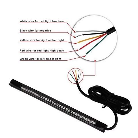 Flexible 48 LED Motorcycle Light Bar Strip Tail Turn Signal Tail Rear Brake Stop Bulb Lamp Brake Light 2835 3014 SMD Dual Color