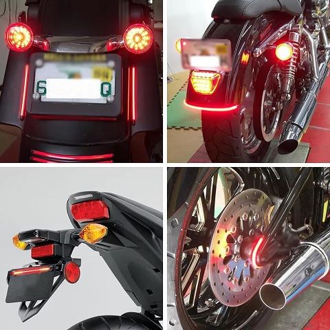 Flexible 48 LED Motorcycle Light Bar Strip Tail Turn Signal Tail Rear Brake Stop Bulb Lamp Brake Light 2835 3014 SMD Dual Color