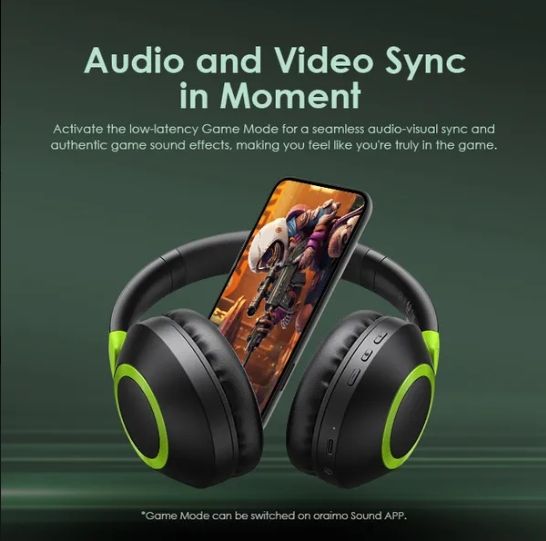 oraimo BoomPop 2 ENC Over-Ear Wireless Headphones with a Powerful Bass,60-hr-Playtime,HD Voice in Calls & Dual-device Connectivity