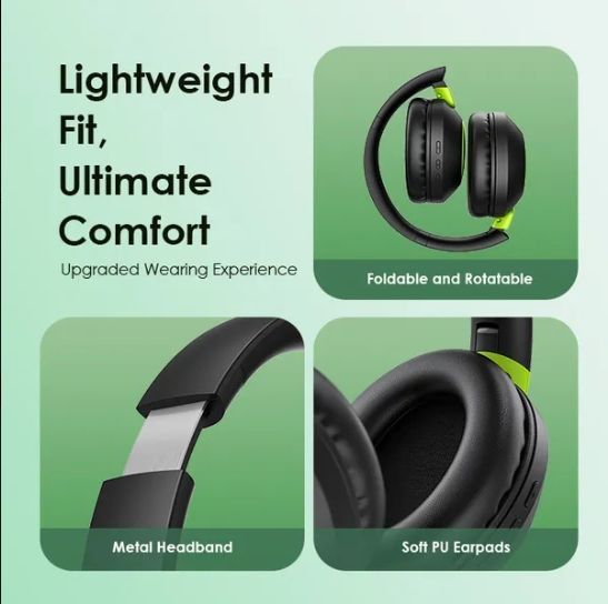 oraimo BoomPop 2 ENC Over-Ear Wireless Headphones with a Powerful Bass,60-hr-Playtime,HD Voice in Calls & Dual-device Connectivity