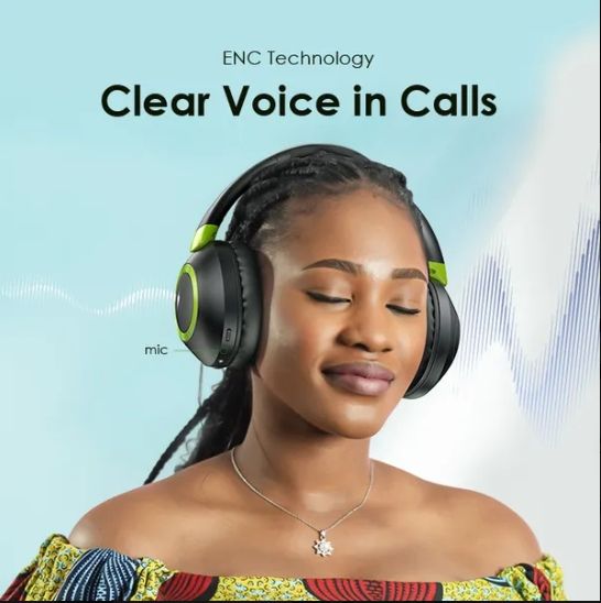 oraimo BoomPop 2 ENC Over-Ear Wireless Headphones with a Powerful Bass,60-hr-Playtime,HD Voice in Calls & Dual-device Connectivity