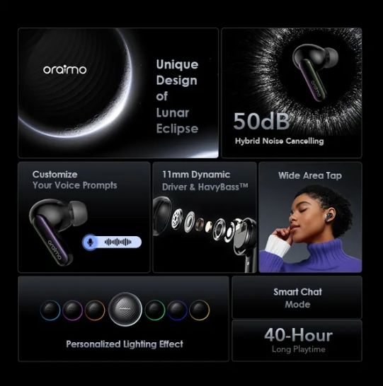 oraimo SpaceBuds Hybrid ANC True Wireless Earbuds Customized Voice Prompt