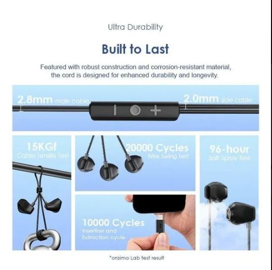 oraimo Halo Airy Type-C Half In-ear Wired Headphones