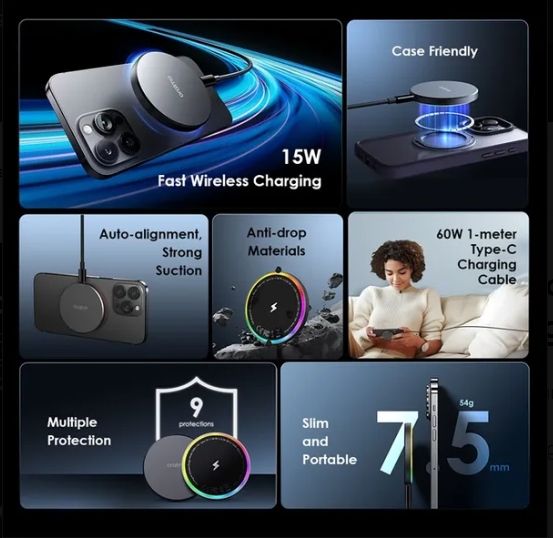 oraimo PowerDock 15W Magnetic Wireless Charging Pad