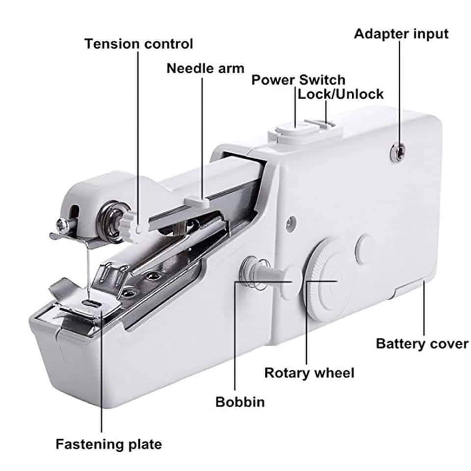Hand Held Sewing Machine, Portable Electric Handheld Sewing Machine, Mini Handy Stitch Needlework Cordless(White)