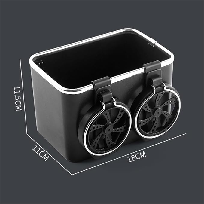 CAR ARMREST STORAGE BOX WITH 2 CUP HOLDERS, ARMREST STORAGE BOX FOR YOUR CAR, CAR ORGANIZERS AND STORAGE, CAR PAPER TOWEL HOLDER TISSUE BOX FOR CAR SEAT (BLACK)