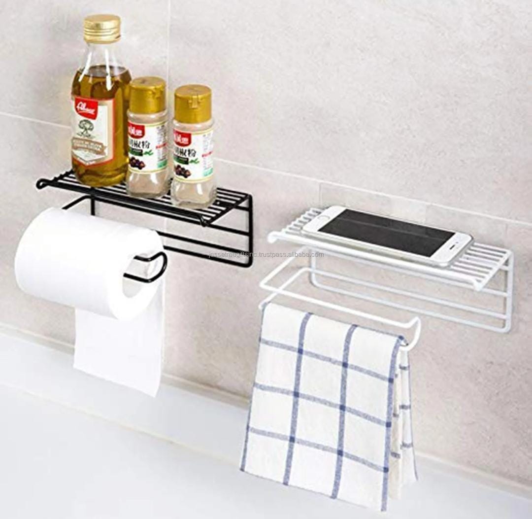 TOILET PAPER HOLDER WITH SHELF BRUSHED STAINLESS STEEL TISSUE HOLDER, WALL MOUNTED SIMPLE TOILET PAPER HOLDER WITH SHELF - TOILET ROLL HOLDER SELF ADHEISVE&WALL MOUNTED BATHROOM ORGANIZER DECOR