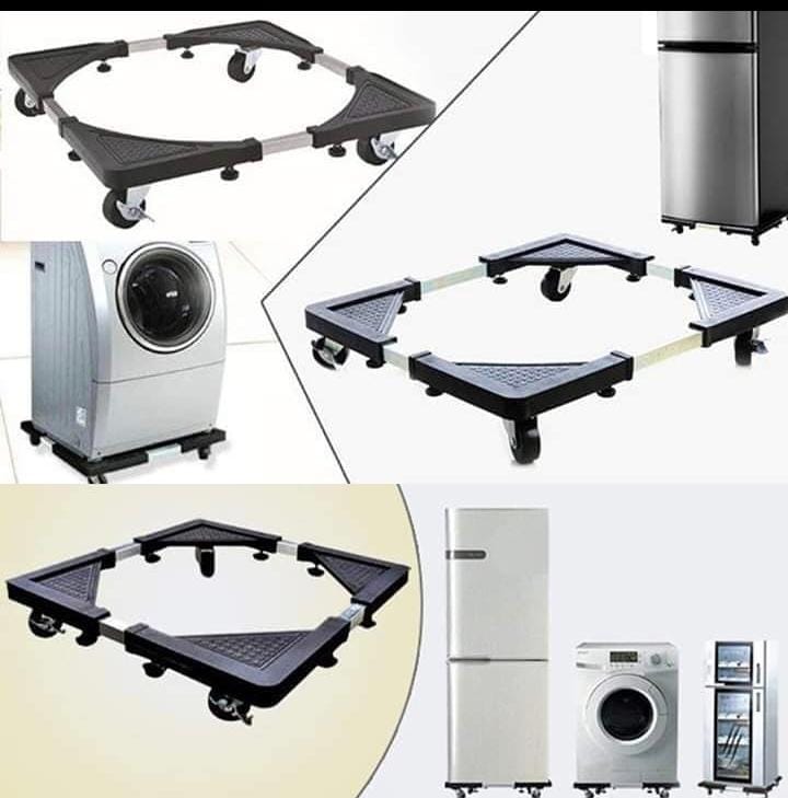 LIFELONG FRIDGE, WASHING MACHINE STAND- ADJUSTABLE METAL TROLLEY WITH WHEELS FOR HOME WITH 4 ANTI VIBRATION RUBBER GRIPS- CAN BE USED FOR  DISHWASHER, PRINTERS & AIR COOLER