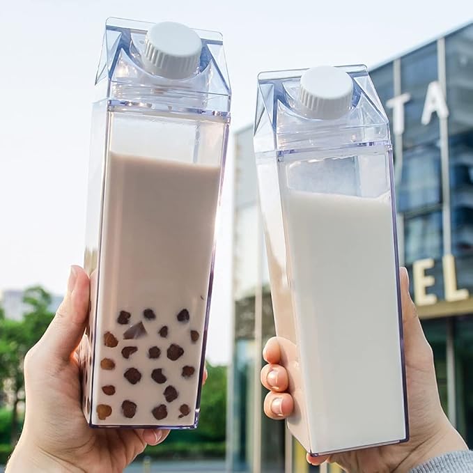 1L ACRYLIC TRANSPARENT STORAGE CONTAINER, CAN BE USED FOR MILK, WATER BOTTLE & JUICE PORTABLE REUSABLE FOR OUTDOOR SPORTS, TRAVEL, CAMPING