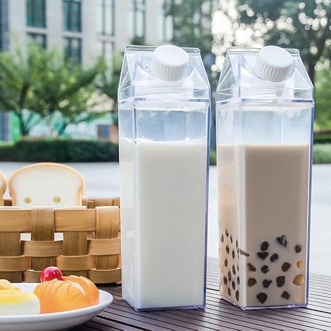 1L ACRYLIC TRANSPARENT STORAGE CONTAINER, CAN BE USED FOR MILK, WATER BOTTLE & JUICE PORTABLE REUSABLE FOR OUTDOOR SPORTS, TRAVEL, CAMPING