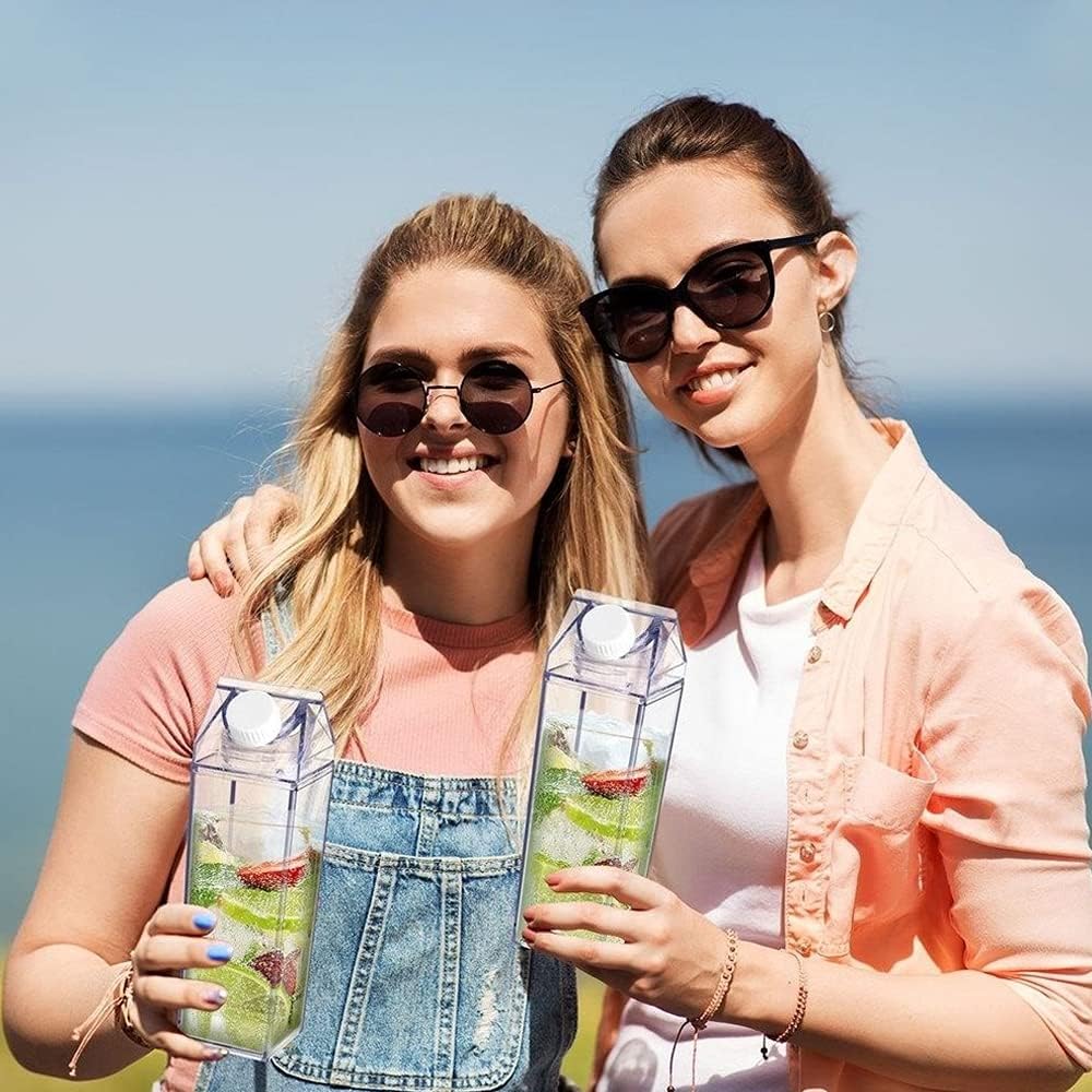 1L ACRYLIC TRANSPARENT STORAGE CONTAINER, CAN BE USED FOR MILK, WATER BOTTLE & JUICE PORTABLE REUSABLE FOR OUTDOOR SPORTS, TRAVEL, CAMPING