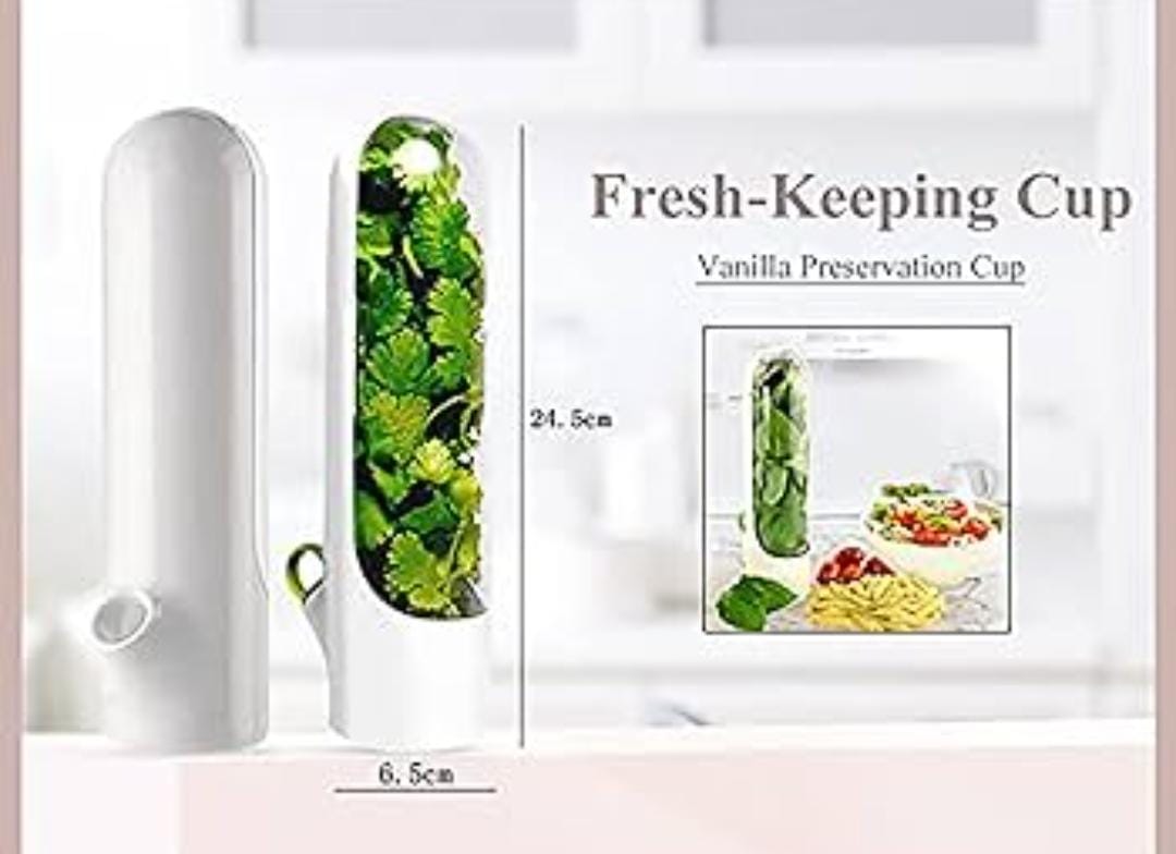 HERB SAVER BEST KEEPER VEGETABLE FRESH CORIANDER, MINT ASPARAGUS CONTAINERS FOR FRIDGE STORAGE BOTTLE HERB PROTECTOR