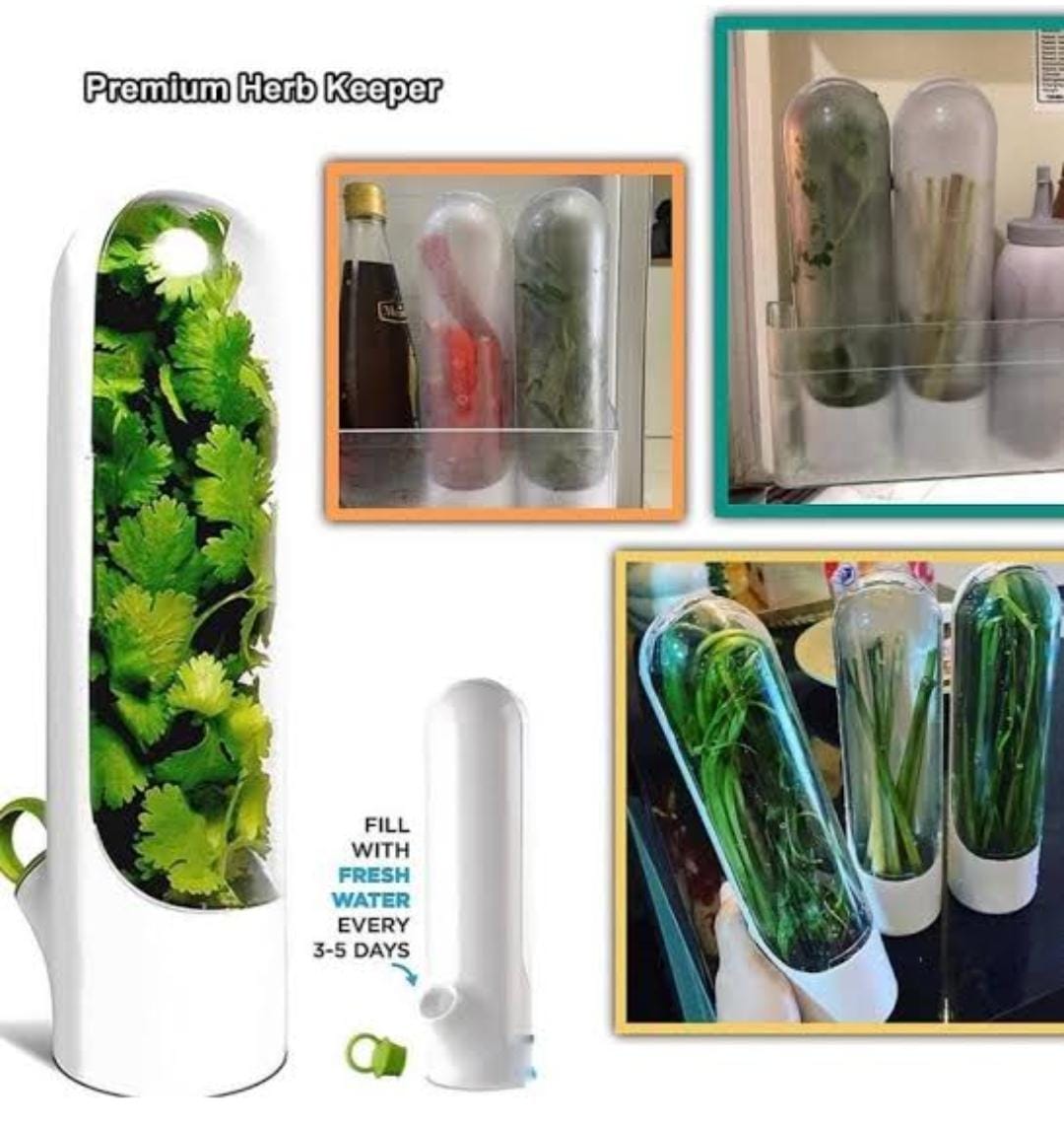 HERB SAVER BEST KEEPER VEGETABLE FRESH CORIANDER, MINT ASPARAGUS CONTAINERS FOR FRIDGE STORAGE BOTTLE HERB PROTECTOR