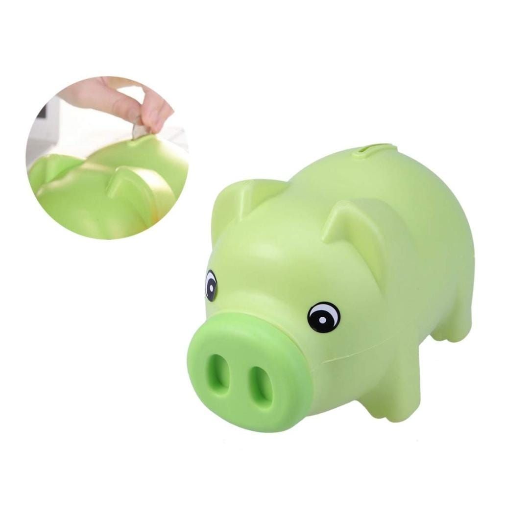 PIGGY BANK FOR KIDS, PLASTIC COIN BANK, UNBREAKABLE MONEY BANKS, CUTE PIGGY BANKS FOR KIDS, FIRST MONEY BOX, BEST BIRTHDAY GIFTS HOME DECORATION PINK & GREEN